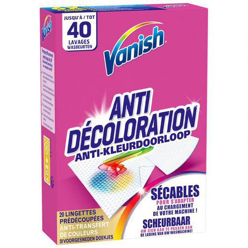 Lingettes anti-transfert de couleur - paquet de 20 - Vanish
