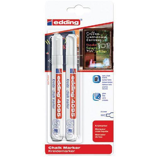 MARQUEUR CRAIE LIQUIDE BLANC X2 - EDDING