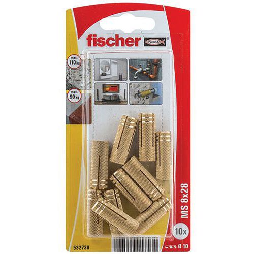 Cheville Ms 8X28 Laiton Blist/10 - Fischer Cheville Ms 8X28 Laiton Blist/10 - Fischer