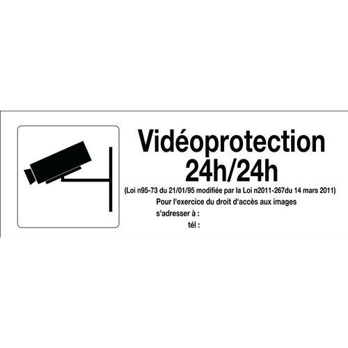 Panneau de signalisation réglementaire - Vidéoprotection 24h/24h - Rigide