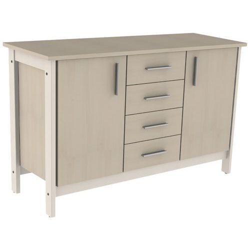 Buffet Swing 2 portes 4 tiroirs mélaminé sans serrures Mobidecor