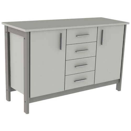 Buffet Swing 2 portes 4 tiroirs mélaminé sans serrures Mobidecor