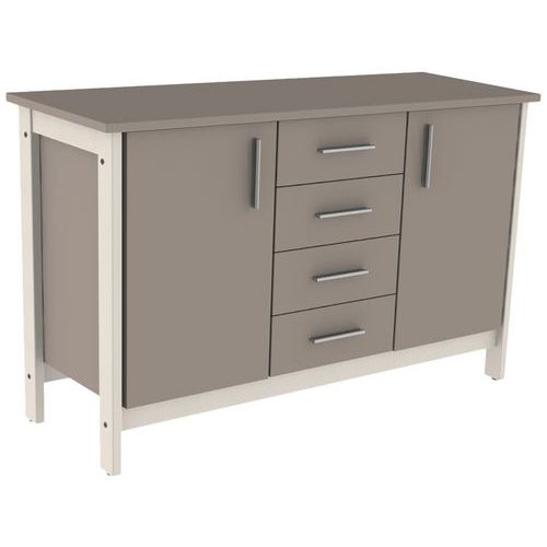 Buffet Swing 2 portes 4 tiroirs mélaminé sans serrures Mobidecor