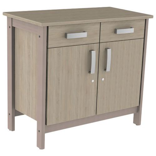 Buffet Swing 2 portes 2 tiroirs mélaminé avec serrures Mobidecor