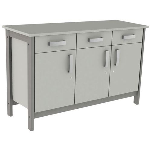 Buffet Swing 3 portes 3 tiroirs mélaminé avec serrures Mobidecor