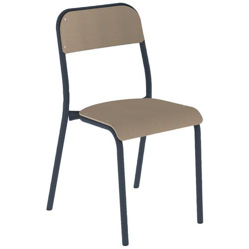 Chaise Robot 4 pieds T6 assise et dossier hêtre piètement métal Mobidecor