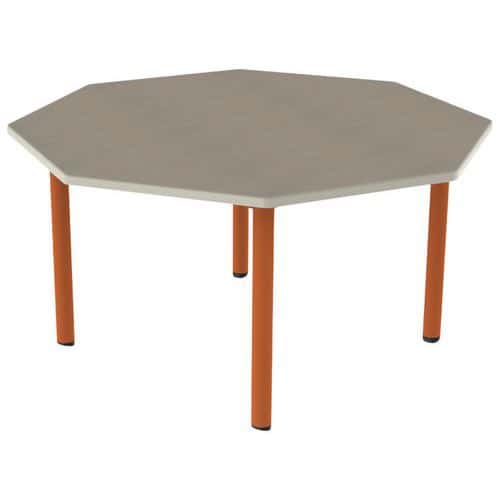 Table Carélie mobile octogonale Ø120 cm 4 pieds - strat polyuréthane