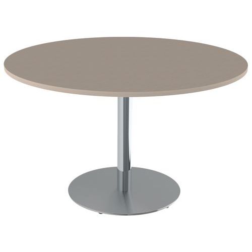 Table Menorca T6 ronde plat ép. 24 mm stratifié ABS - piètement chromé