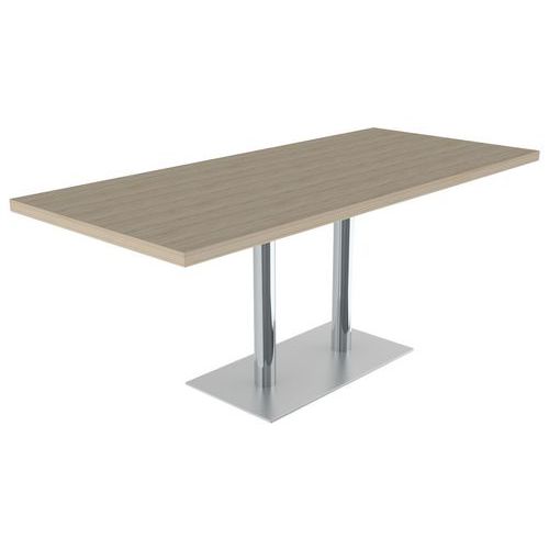 Table Menorca T6 rectangulaire plat ép 40 mm stra ABS piètement chromé
