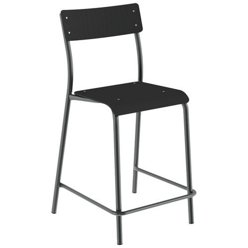 Chaise de bar André H60 cm assise/dossier hêtre vernis piètement métal