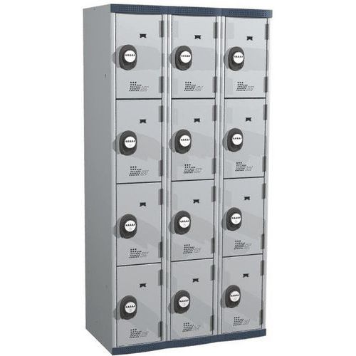 Vestiaire 12 cases Seamline Optimum® - 3 colonnes largeur 300 mm - Sur socle - Acial Vestiaire 12 cases Seamline Optimum® - 3 colonnes largeur 300 mm - Sur socle - Acial