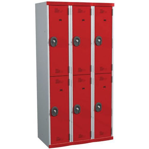 Vestiaire 6 cases penderie Seamline Optimum® - 3 colonnes largeur 300 mm - Sur socle - Acial