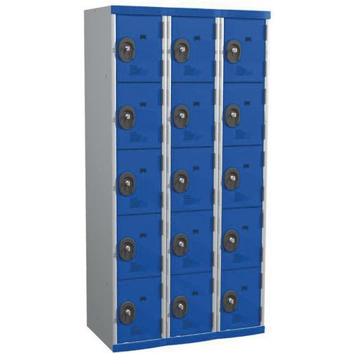 Vestiaire 15 cases Seamline Optimum® - 3 colonnes 300 mm socle - Acial