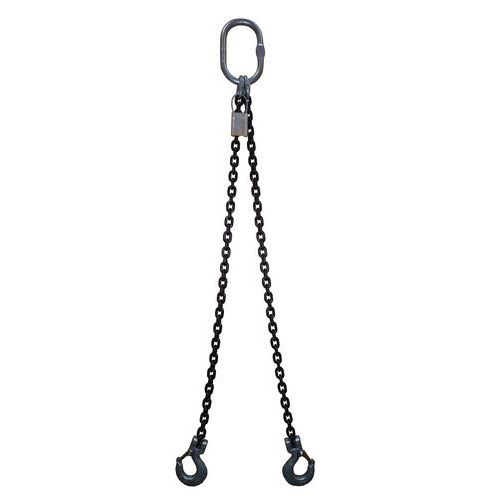 Élingue chaîne à 2 brins - Force 1600 à 11 200 kg - Ajustable à l'aide d'un crochet autobloquant
