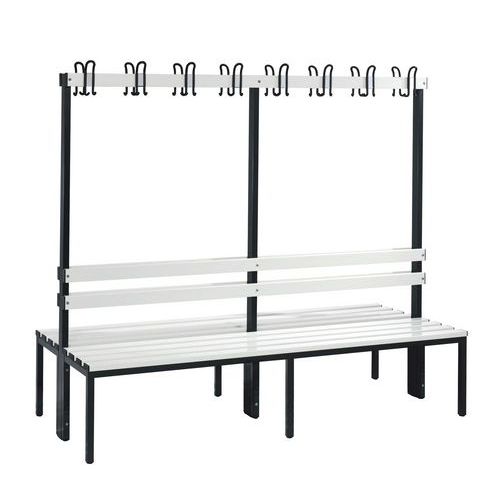 Banc pvc à patères CP  - 8 à 16 patères - Double face - Avec dossier