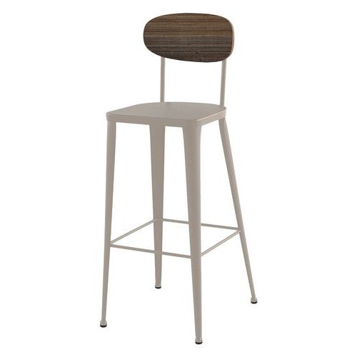 Tabouret Austin dossier pin - assise et piètement acier