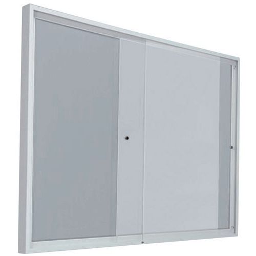 Vitrine d'intérieur portes coulissantes - Fond aluminium - Porte en plexiglass