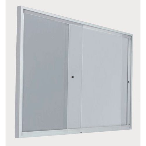 Vitrine d'intérieur portes coulissantes - Fond aluminium - Porte en plexiglass