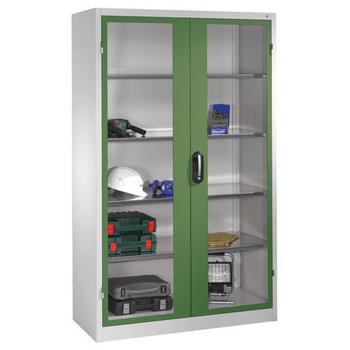Armoire à portes battantes transparentes