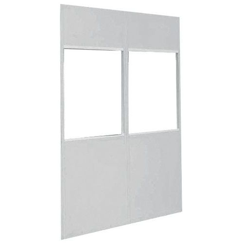 Cloison double paroi en tôle d'acier - Panneau vitré (4 mm) - Hauteur 2,75 m