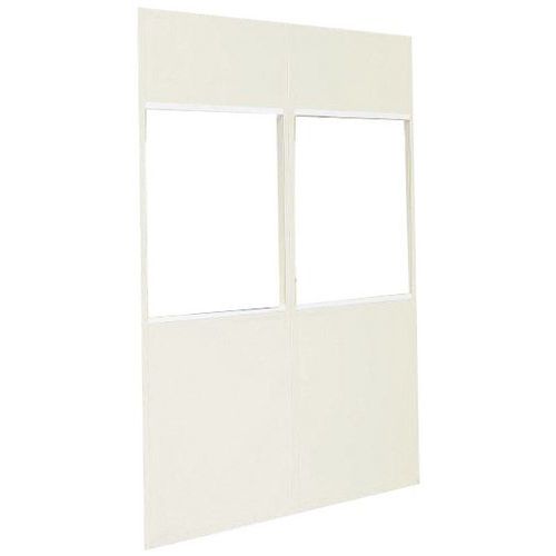 Cloison double paroi en tôle d'acier - Panneau vitré (4 mm) - Hauteur 2,75 m