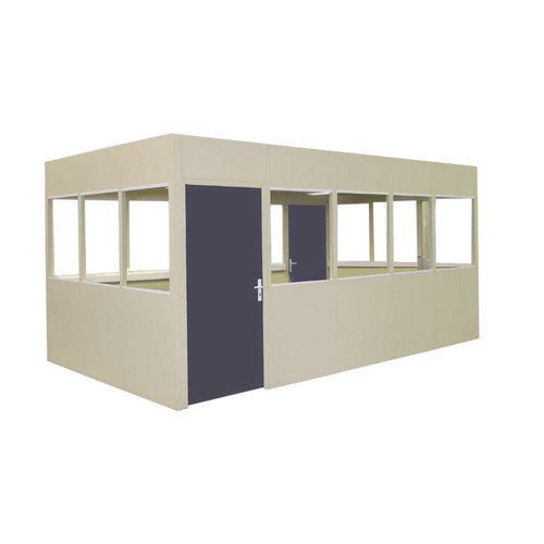 Cloison double paroi en tôle d'acier - Panneau vitré (8 mm) - Hauteur 2,5 m
