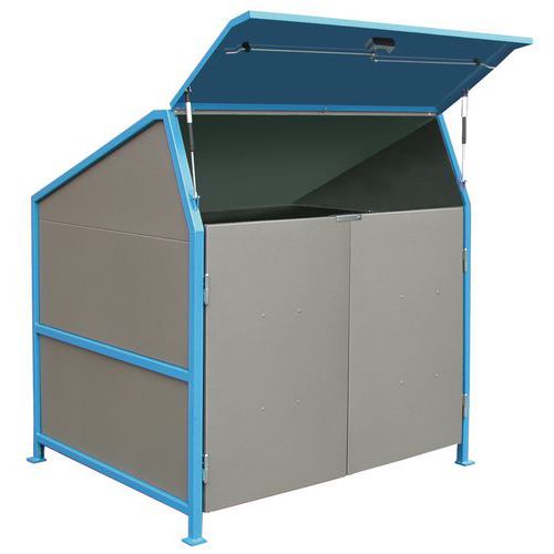 Abri pour conteneurs à déchets Secomat - 3 cloisons, portes Abri pour conteneurs à déchets Secomat - 3 cloisons, portes