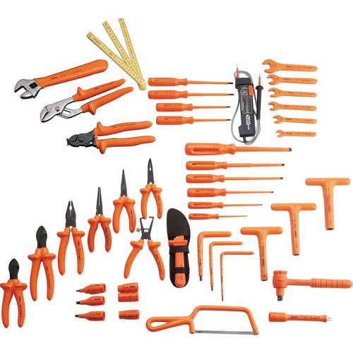 Composition de 45 outils isolés 1000V avec sacoche cuir Composition de 45 outils isolés 1000V avec sacoche cuir