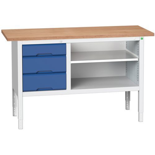 Etabli monobloc Verso 1500x600x-830-930mm - Bott