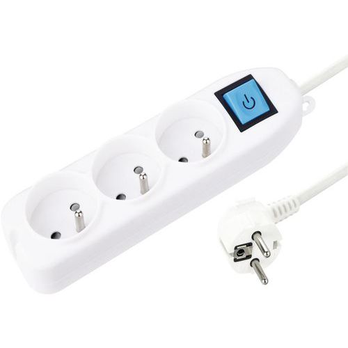 Multiprise 230 V 3 prises avec interrupteur NF - Manutan Multiprise 230 V 3 prises avec interrupteur NF - Manutan