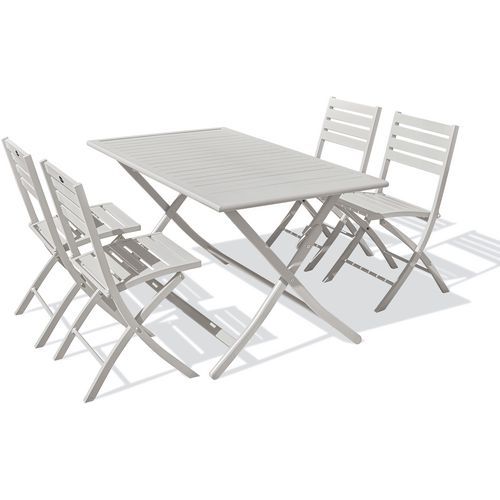 Table jardin Marius 140x80cm gris + 4 chaises - CITY GARDEN