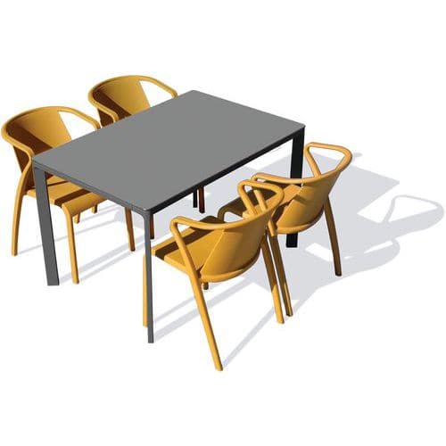 Table jardin Meet 120x80cm gris anthracite + 4 fauteuils Fado - Ezpeleta