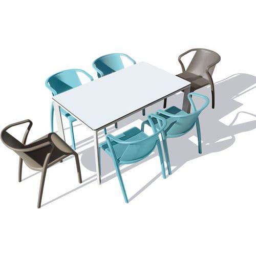 Table jardin Meet 160x90cm blanche + 6 fauteuils Fado - Ezpeleta