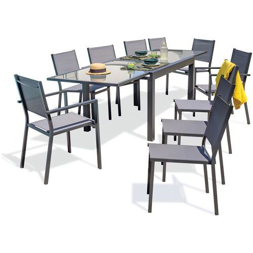 Table Tolede 270x90cm + 8 chaises + 2 fauteuils - DCB Garden
