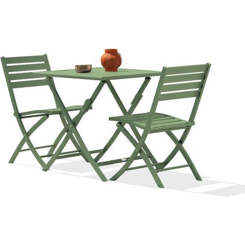 Table jardin 70x70cm lagune + 2 chaises pliantes - City Garden