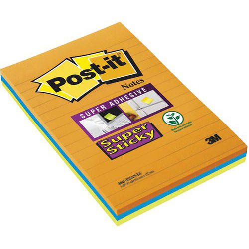Bloc Meeting Note grand format - Coloris assorti - Post-it Super Sticky