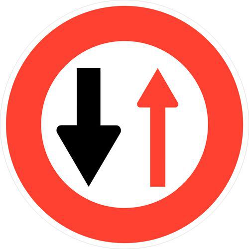 Panneau de signalisation d'interdiction - B15 - Céder le passage aux véhicules venant en sens inverse - Pour t