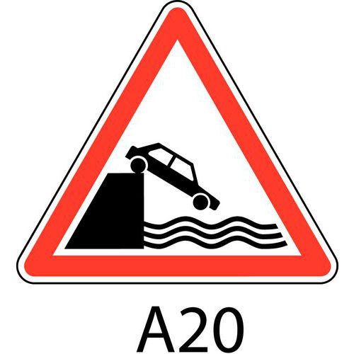 Panneau de signalisation de danger - A20 - Débouché sur un quai ou une berge