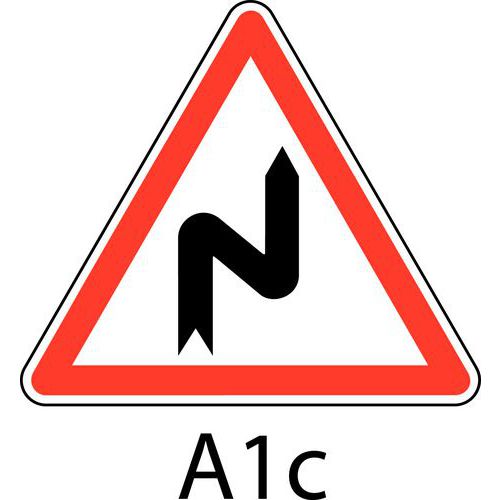 Panneau de signalisation de danger - A1c - Succession de virages dont le 1er est à droite