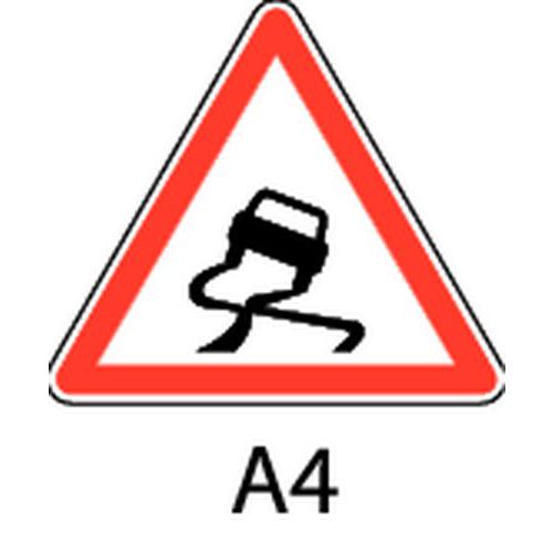 Panneau de signalisation de danger - A4 - Chaussée glissante