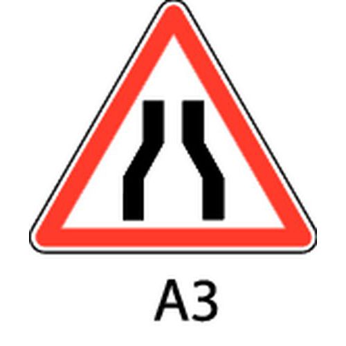 Panneau de signalisation de danger - A3 - Chaussée rétrécie