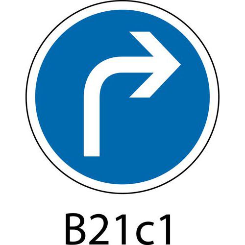 Panneau de signalisation d'obligation - B21c1 - Direction obligatoire à la prochaine intersection : à droite