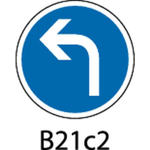 Panneau de signalisation d'obligation - B21c2 - Direction obligatoire à la prochaine intersection : à gauche
