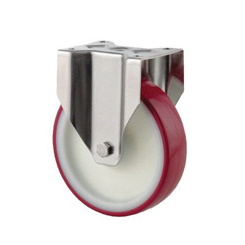 Roulette fixe en nylon bandage polyuréthane et monture en acier inoxydable
