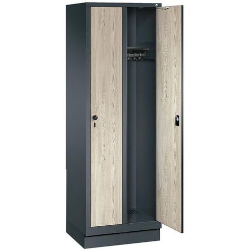 Vestiaire porte bois Évolo - 2 à 4 colonnes - 300 mm - Sur socle - CP