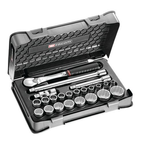 Coffret douilles 1/2 12 pans métriques - SL.161-3P12 Coffret douilles 1/2 12 pans métriques - SL.161-3P12