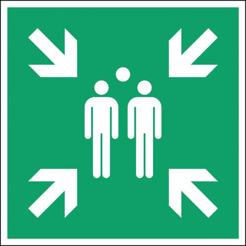 Panneau secours et évacuation carré - Point de rassemblement - Rigide