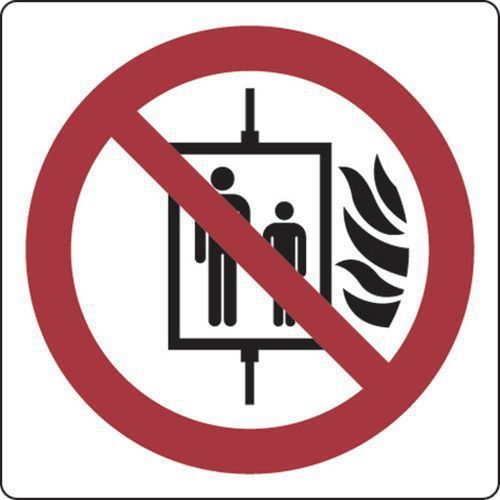 Panneau interdiction - Ascenseur interdit en cas d'incendie - Aluminium