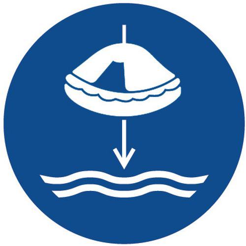 Panneau obligation - Mettre radeau sauvetage à l'eau - Aluminium Panneau obligation - Mettre radeau sauvetage à l'eau - Aluminium