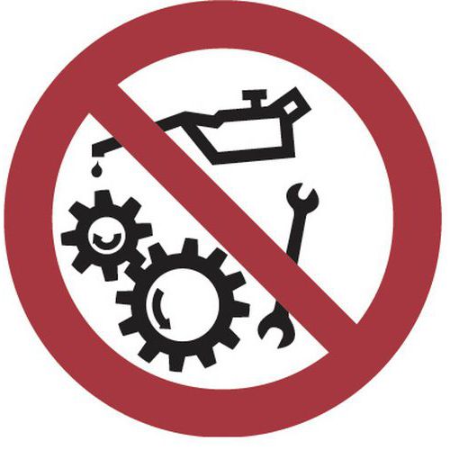 Panneau interdiction - Ne pas travailler sur machine en mouvement - Aluminium